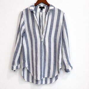 Striped Linen Long Sleeve Shirt Tunic Blouse Size XS AYR Brand Popover Nautical